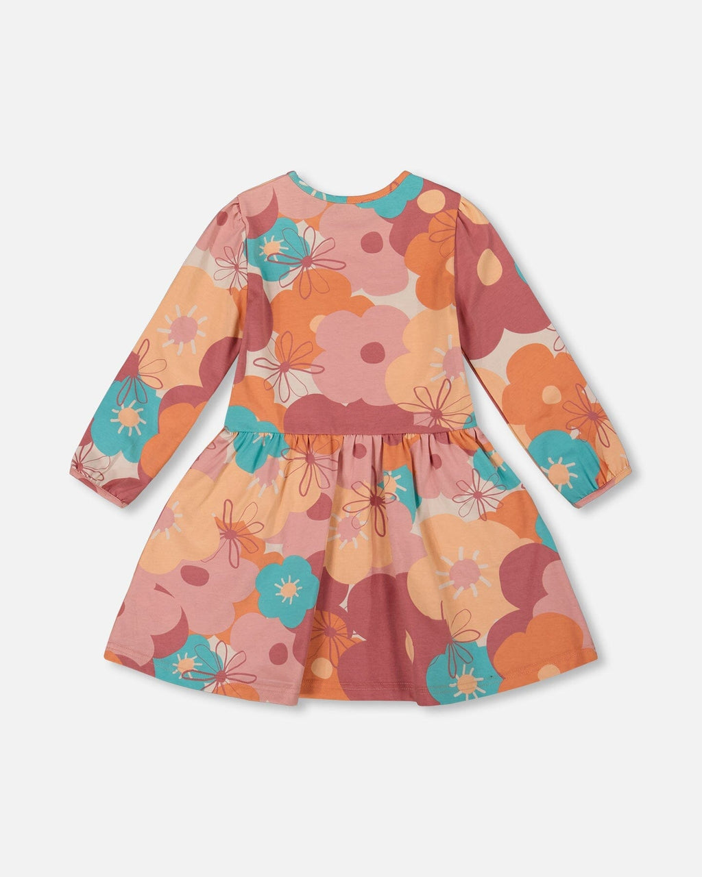 Organic Cotton Dress With Coral Flowers