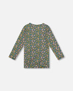 Jersey Tunic Green With Floral Print