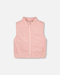 Corduroy Puffy Sleeveless Vest Dusty Pink