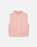 Corduroy Puffy Sleeveless Vest Dusty Pink