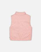 Corduroy Puffy Sleeveless Vest Dusty Pink