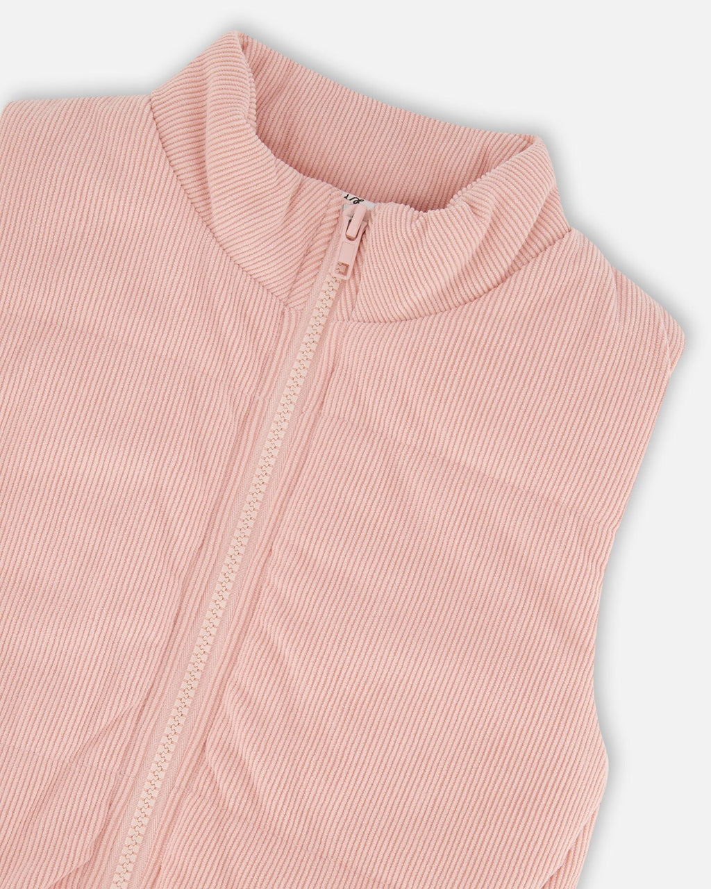Corduroy Puffy Sleeveless Vest Dusty Pink