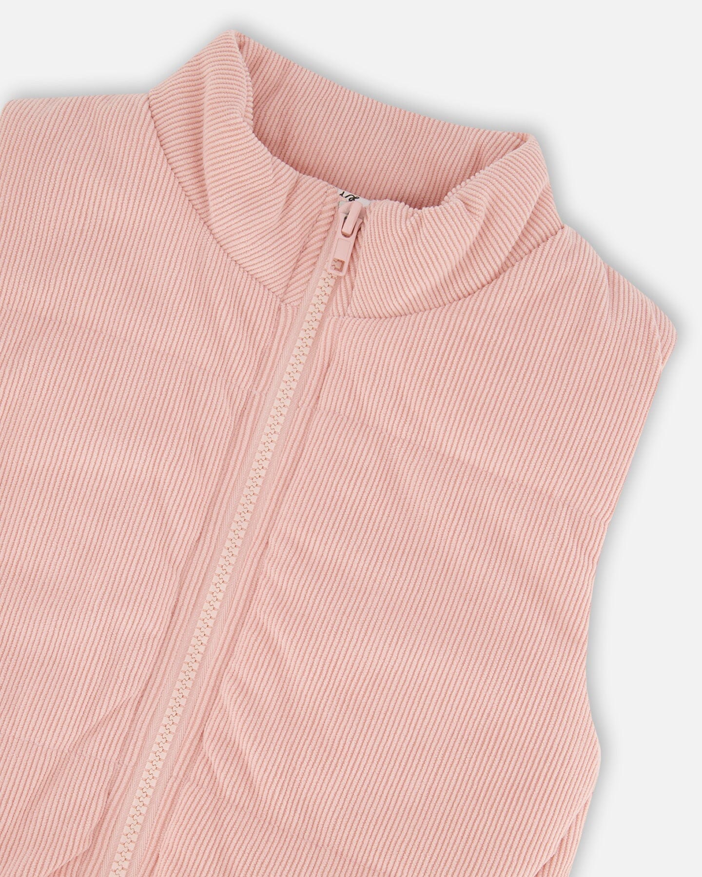 Corduroy Puffy Sleeveless Vest Dusty Pink