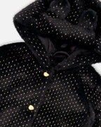Bear Faux Fur Coat Black With Gold Polka Dots