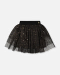 Multi Layer Glittering Mesh Skirt Black