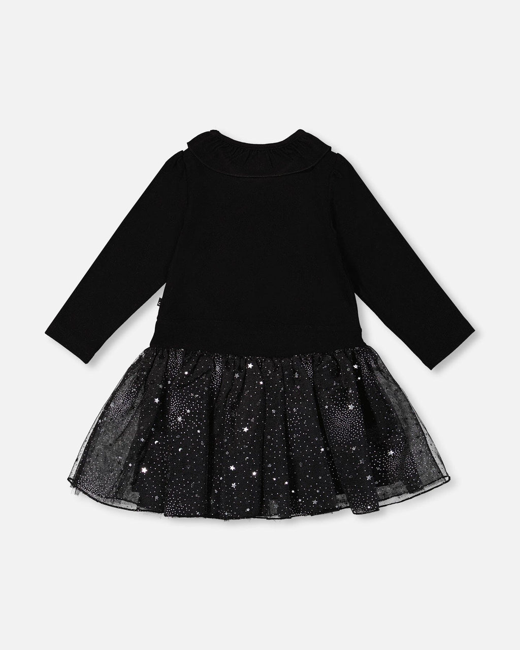 Bi-Material Dress With Glittering Skirt Black