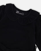 Bi-Material Dress With Glittering Skirt Black