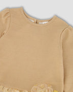 Glittering Mesh Skirt Party Dress Beige