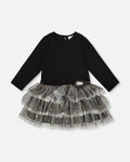 Glittering Mesh Skirt Party Dress Black