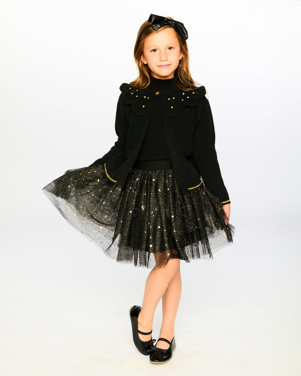 Knitted Cardigan With Rhinestones Black