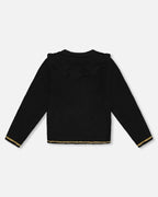 Knitted Cardigan With Rhinestones Black