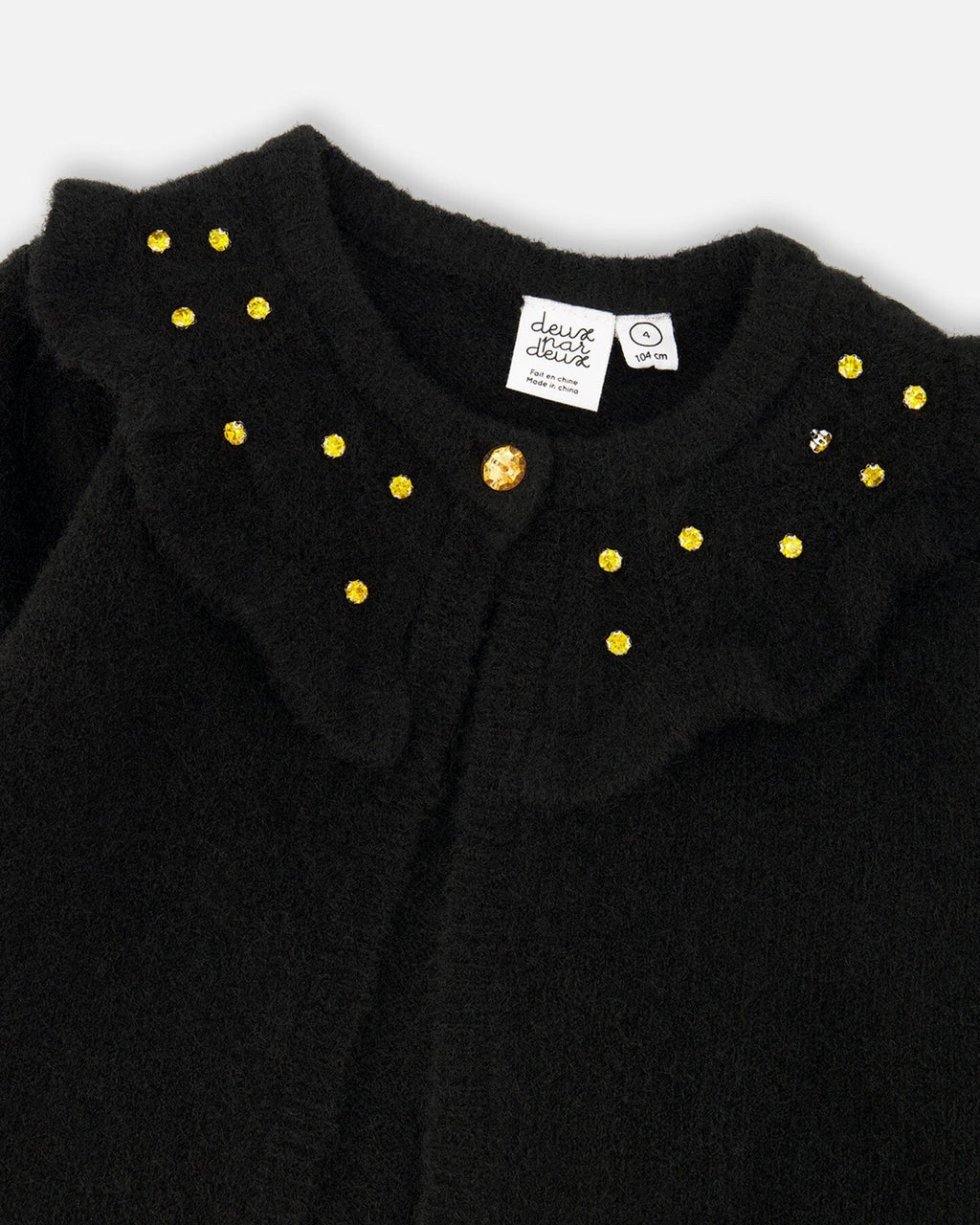 Knitted Cardigan With Rhinestones Black