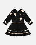 Knit Dress Black With Glittery Heart Motifs