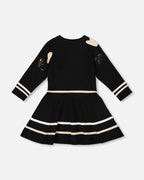 Knit Dress Black With Glittery Heart Motifs