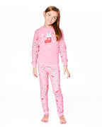 Organic Cotton Two-Piece Pajamas Pink Cat Print