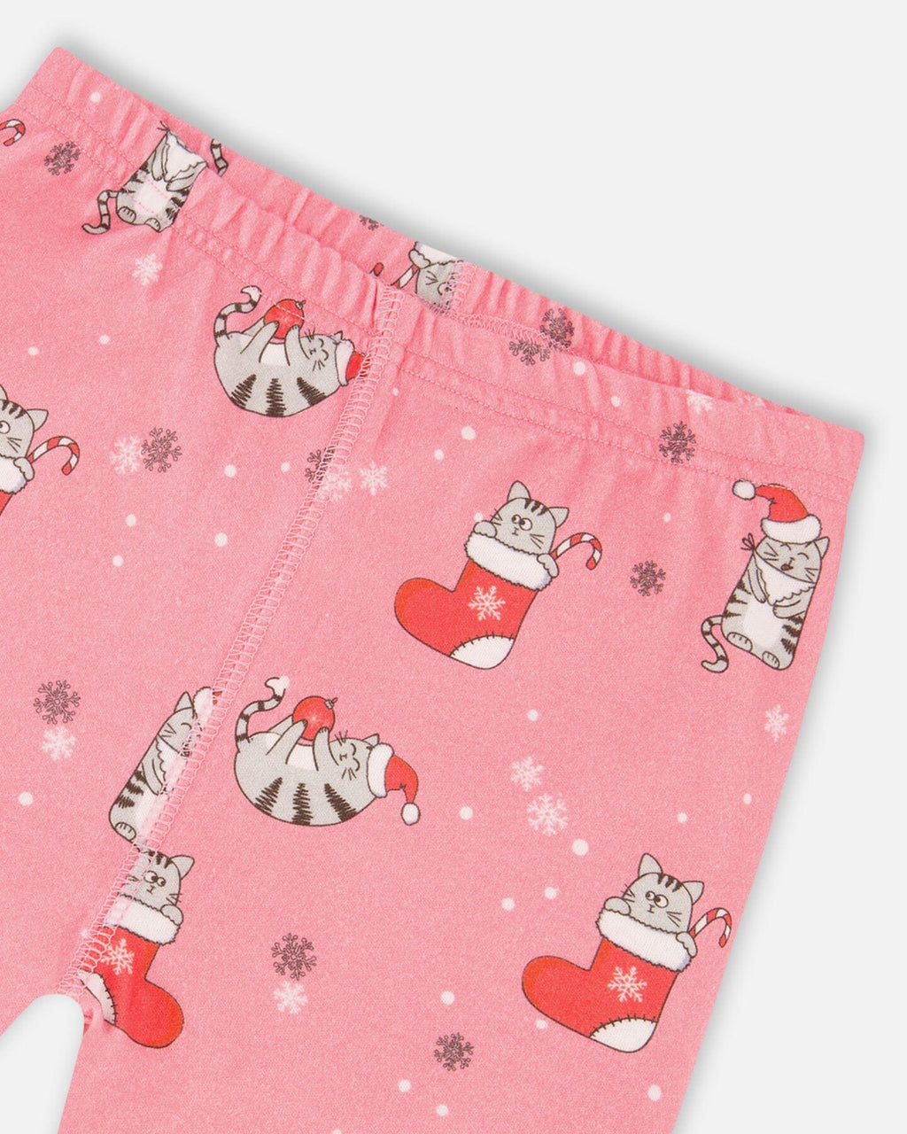 Organic Cotton Two-Piece Pajamas Pink Cat Print