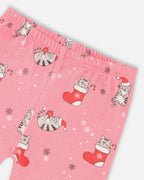 Organic Cotton Two-Piece Pajamas Pink Cat Print