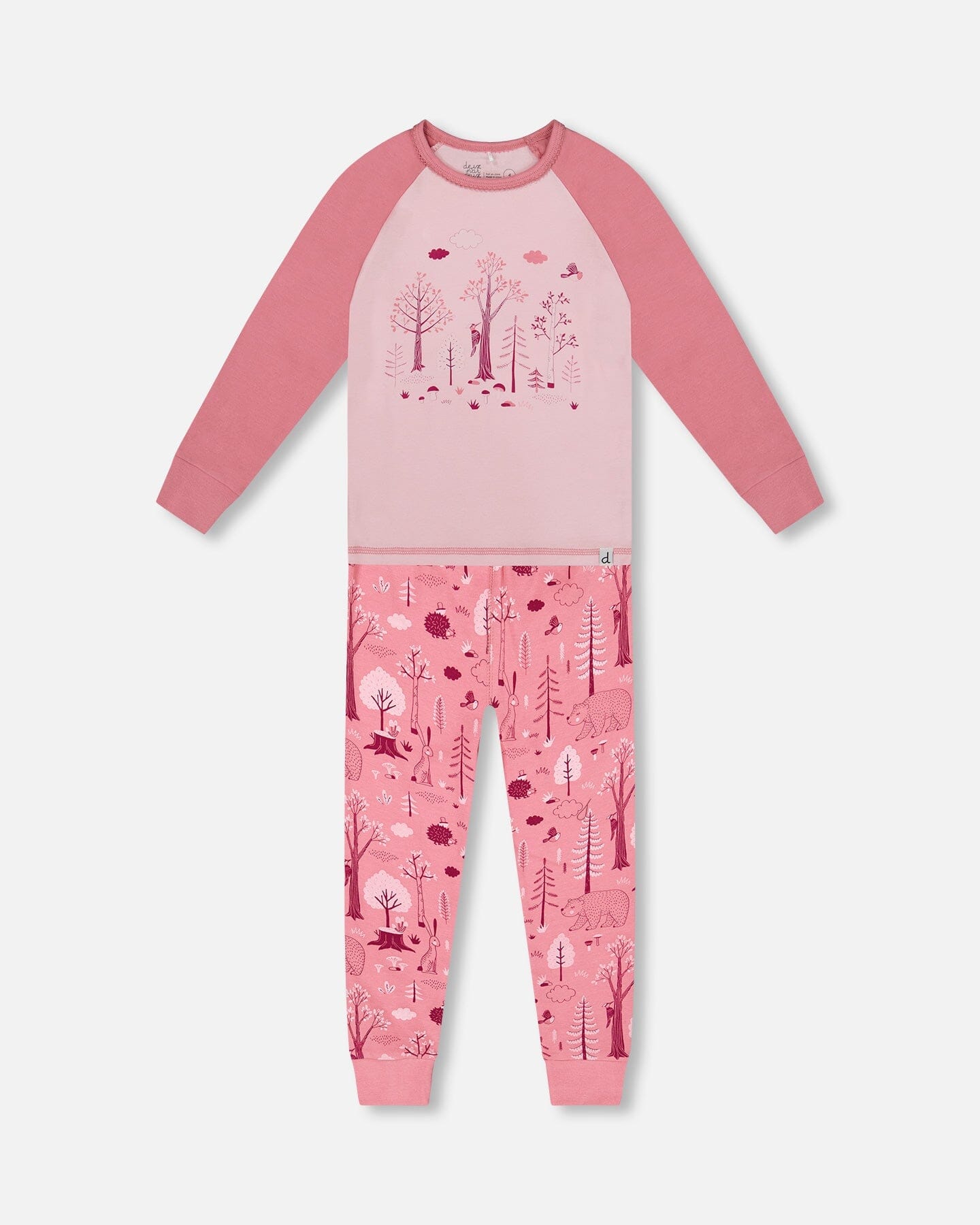 Organic Cotton Two-Piece Pajamas Pink Forest