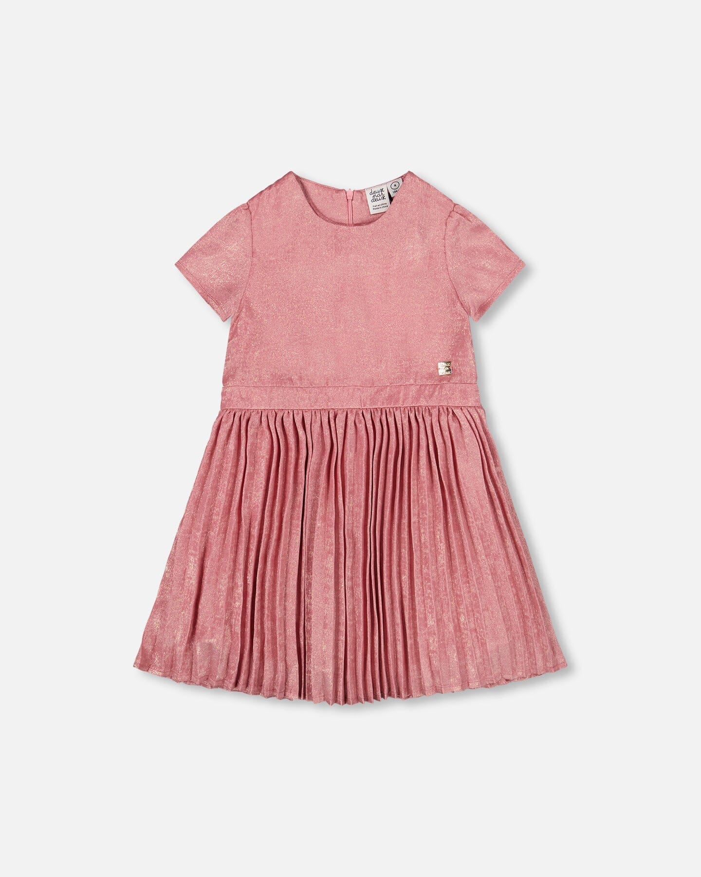 Short Sleeve Dress With Pleated Skirt Dusty Pink