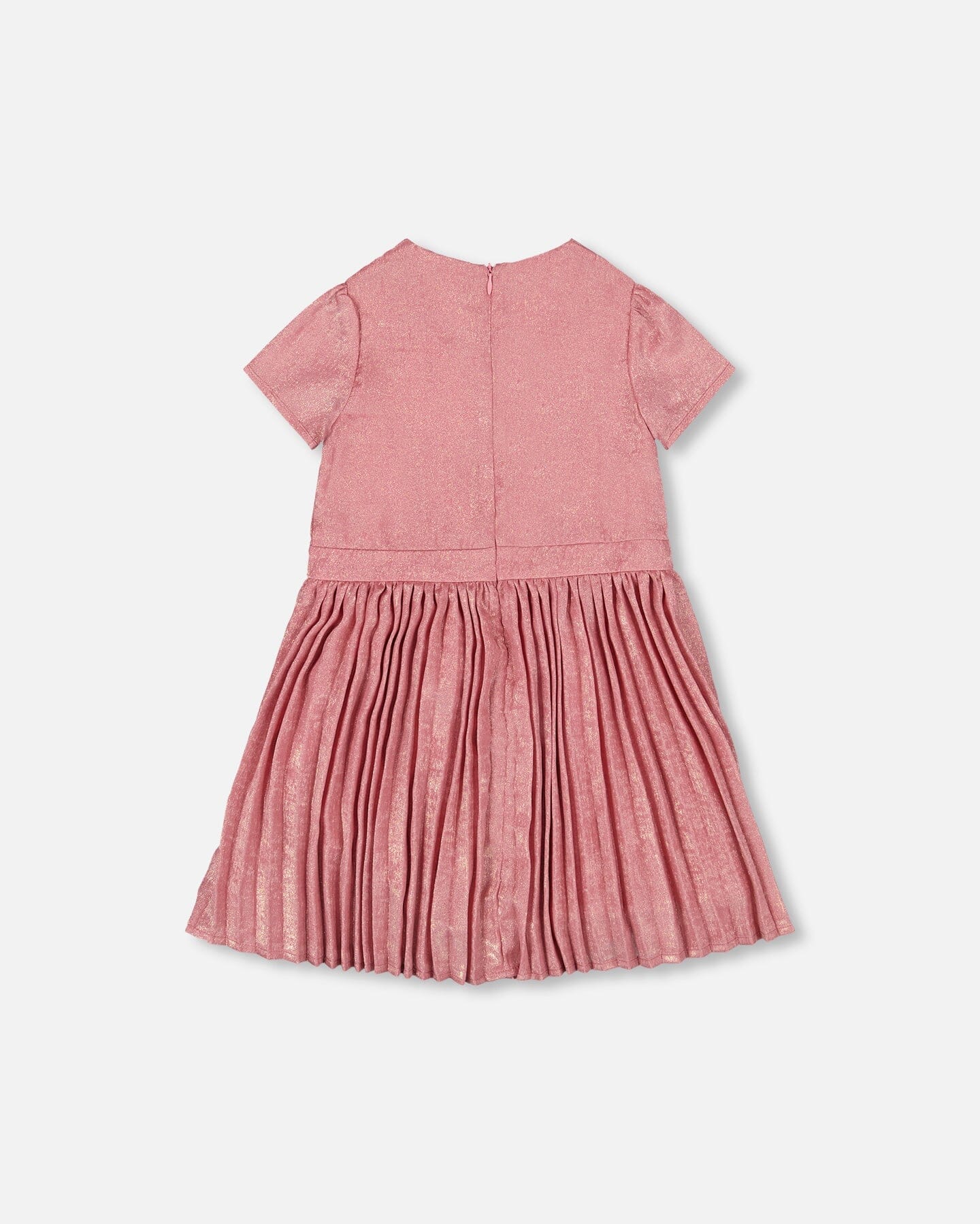 Short Sleeve Dress With Pleated Skirt Dusty Pink
