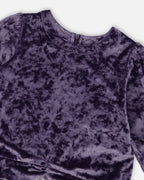 Long Sleeve Bi-Material Velour And Jersey Dress Purple Gray