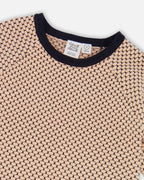 Long Sleeve Knit Sweater Dress Black And Beige