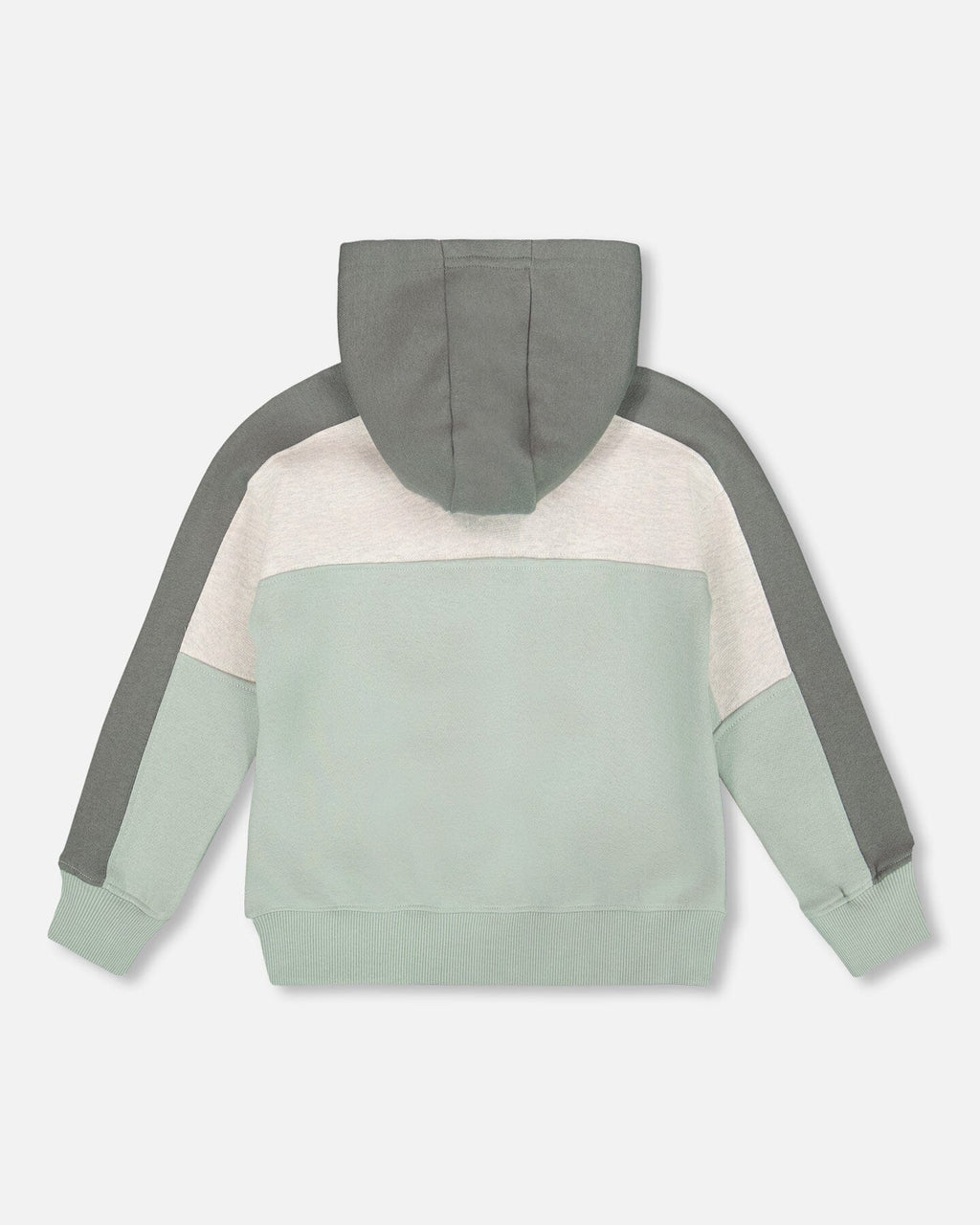 Full Zip Fleece Color Block Sweatshirt Green Gray