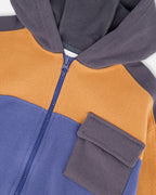 Full Zip Fleece Color Block Sweatshirt Blue