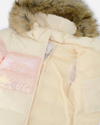Long Metallic Puffy Winter Coat White