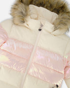Long Metallic Puffy Winter Coat White