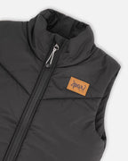 Quilted Mid-Season Sleeveless Vest Black